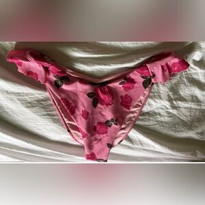 🆕 NWT Beach Riot Pink Floral Ribbed Piro Bikini Bottoms - S